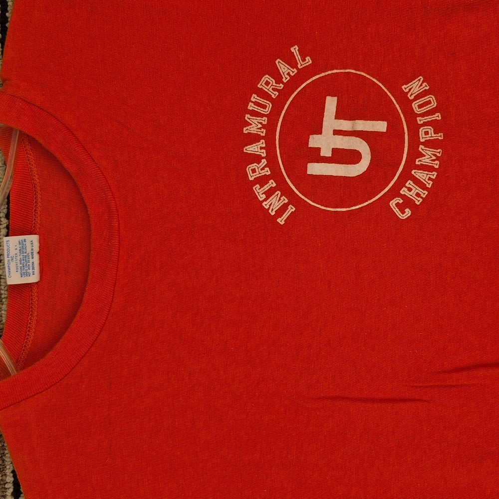 CHAMPION University of Texas Intramurals Orange Single Stitch T Shirt Small VTG